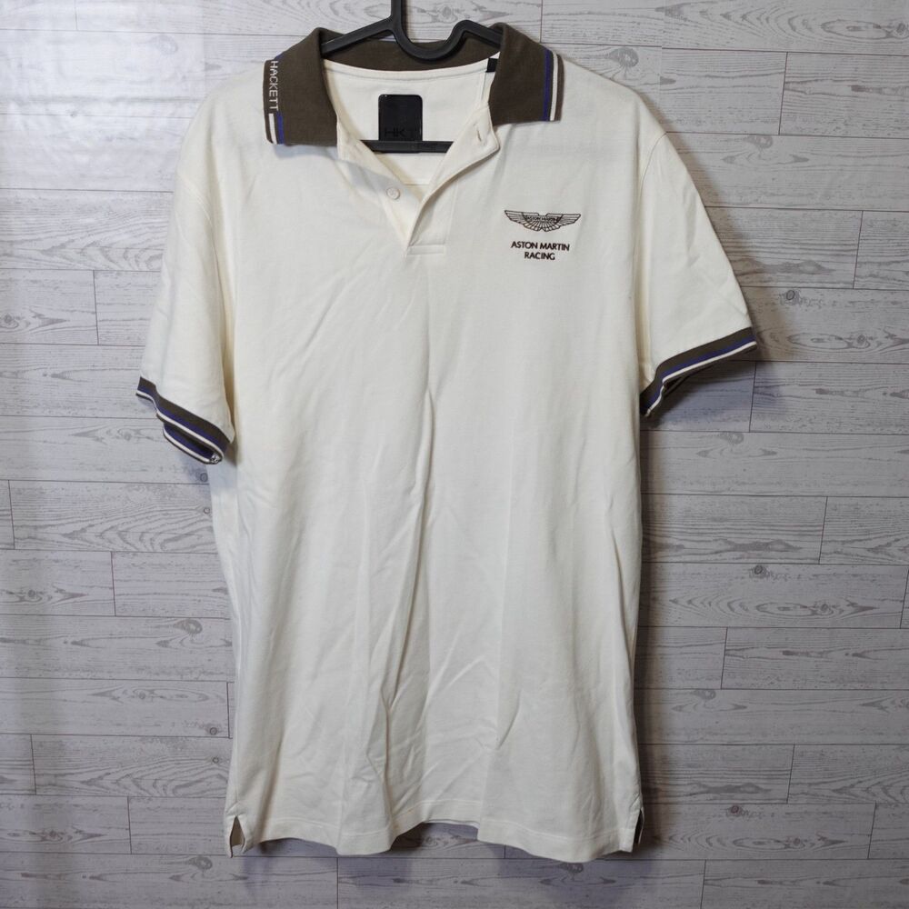 Hackett Aston Martin Racing Mens Polo Shirt white tagged Mens size medium